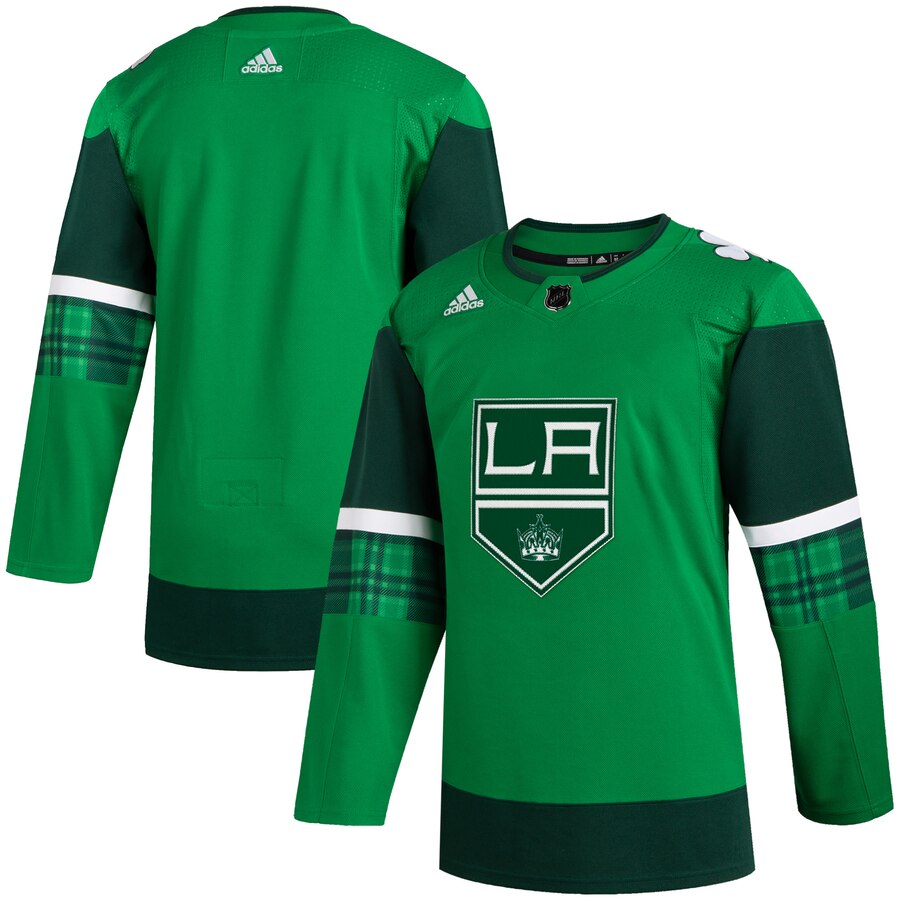Los Angeles Kings Blank Men Adidas 2020 St. Patrick Day Stitched NHL Jersey Green